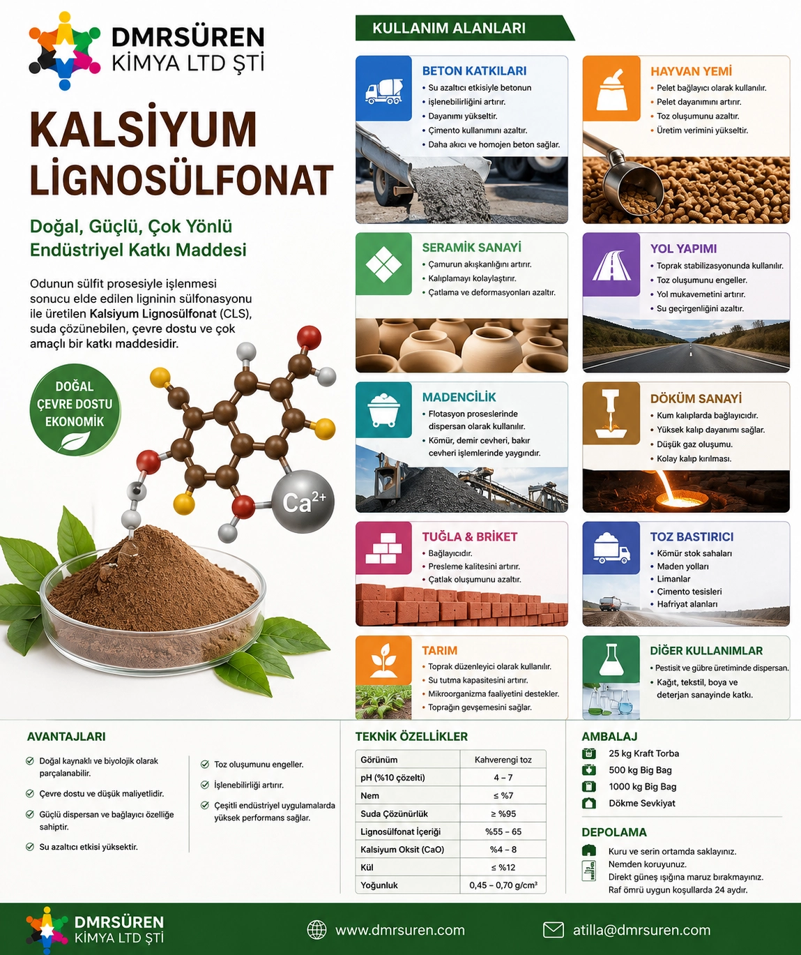 Kalsiyum Lignosülfonat 25 Kg Calcium Lignosulfonate